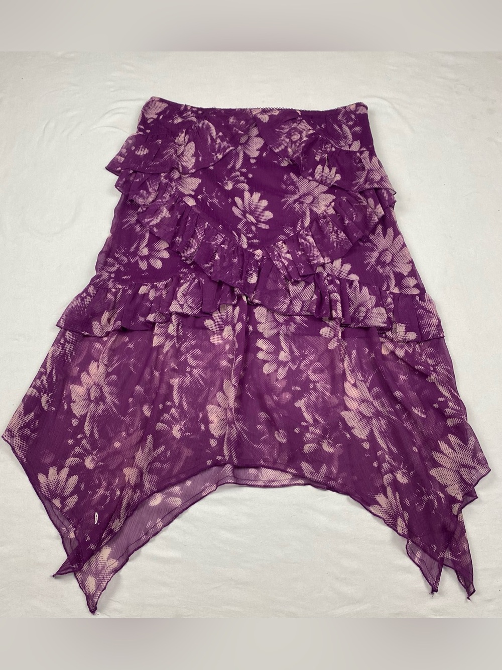 Urban Outfitters Purple Floral Ruffled Asymmetrical Women's Skirt